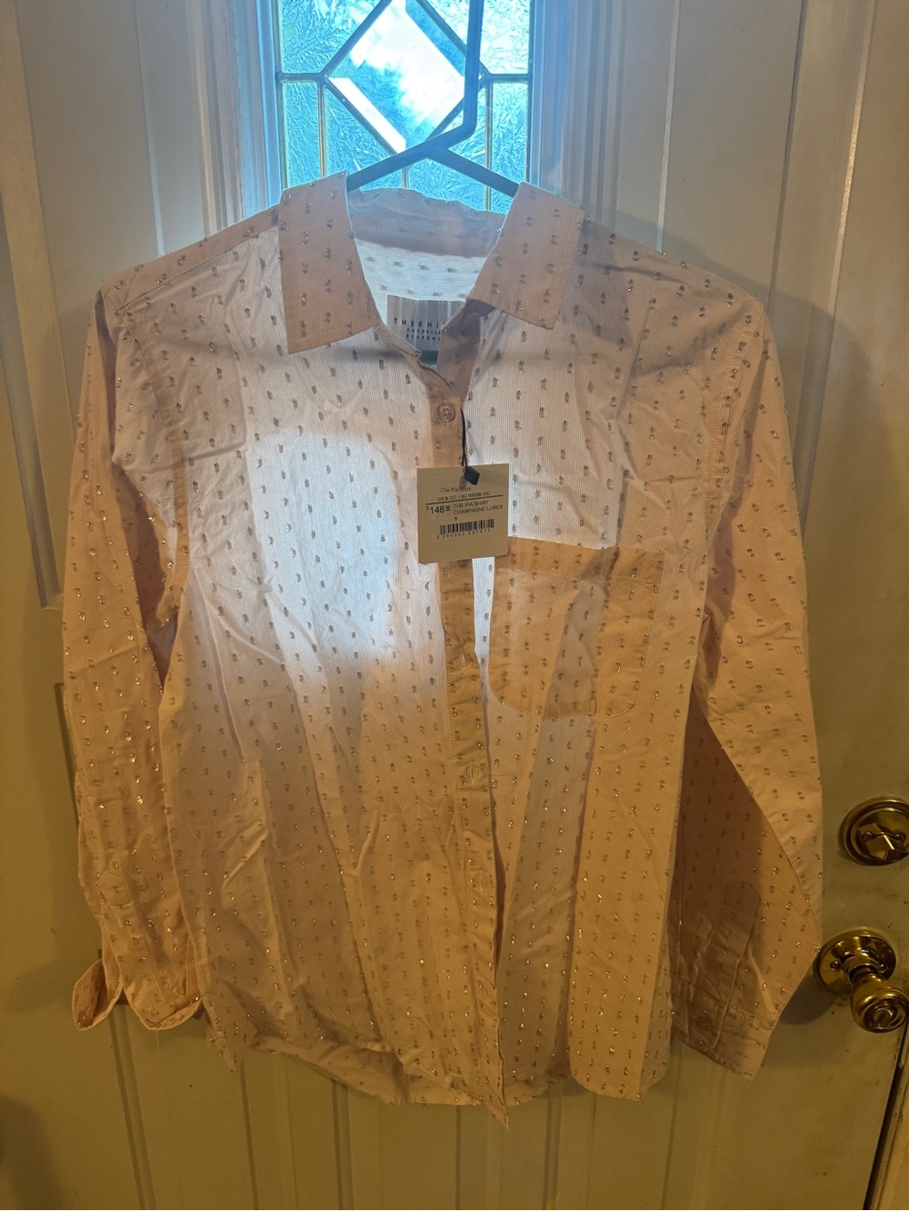 Women's Light Pink Embellished Button-Down Shirt